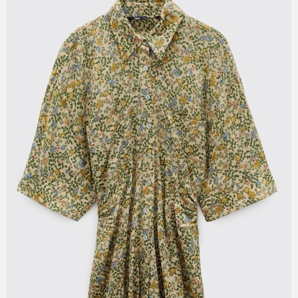 Zara Yellow Cream Buttoned Midi Dress - Picture 5 of 8
